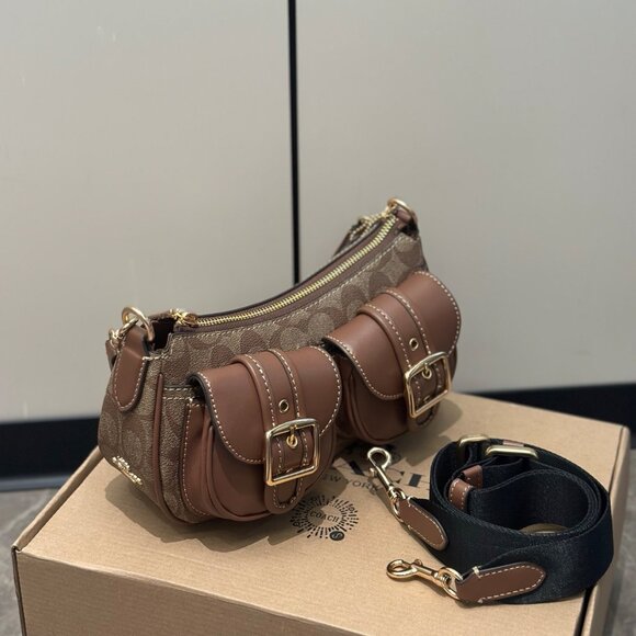 Coach Monogram Double Pocket Underarm Bag - Picture 3 of 7